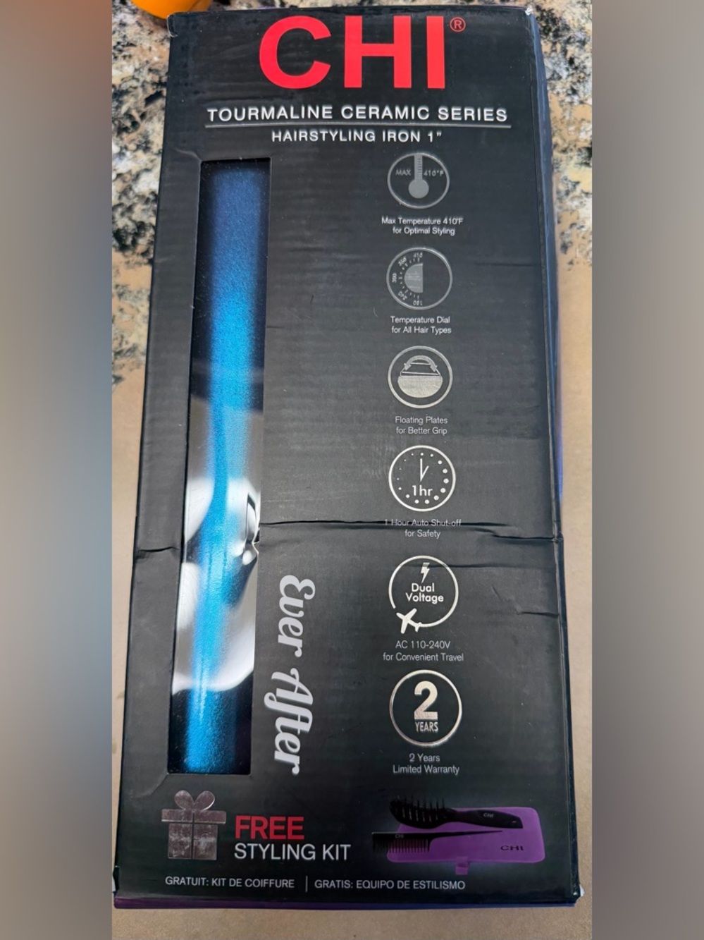 Chi tourmaline ceramic series hairstyling iron 1”- new
